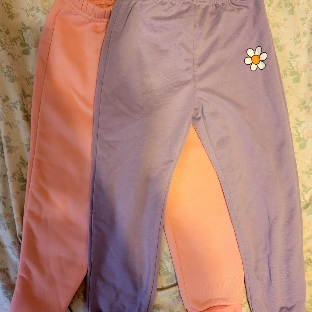 2 of shein kid's long pants,size 5,pink&purple